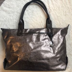Stella & Dot Metallic Bronze Tote Purse Expandable